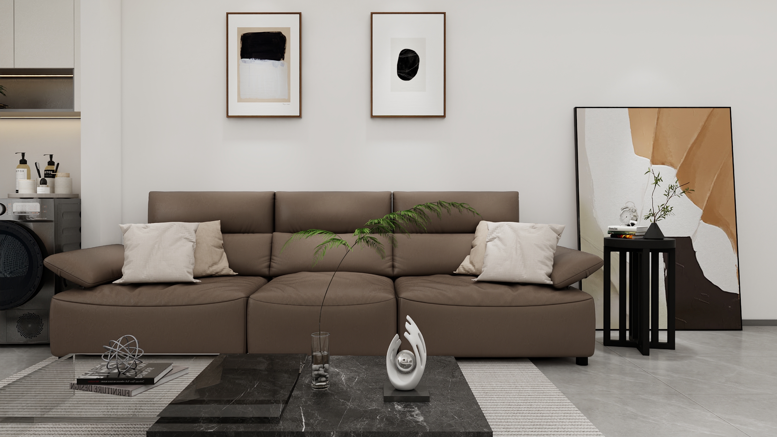 沉穩(wěn)的棕與簡約的白